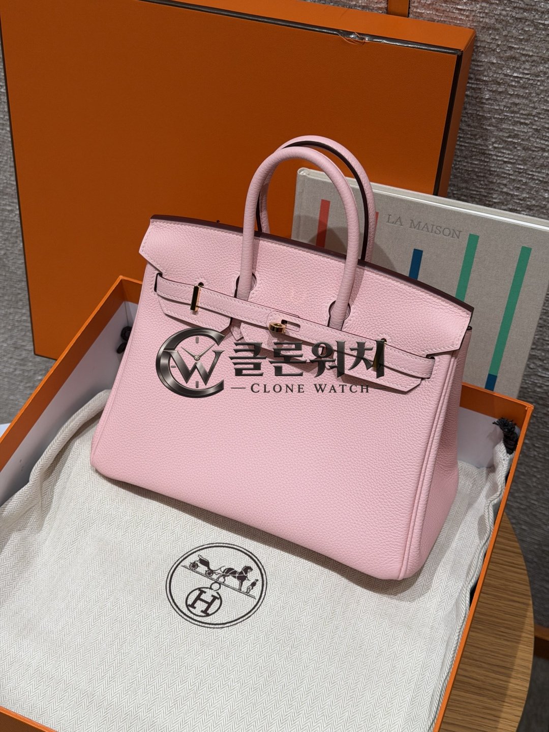올수공 에르메스 버킨 25 Rose Sakura 토고 가죽 골드 하드웨어