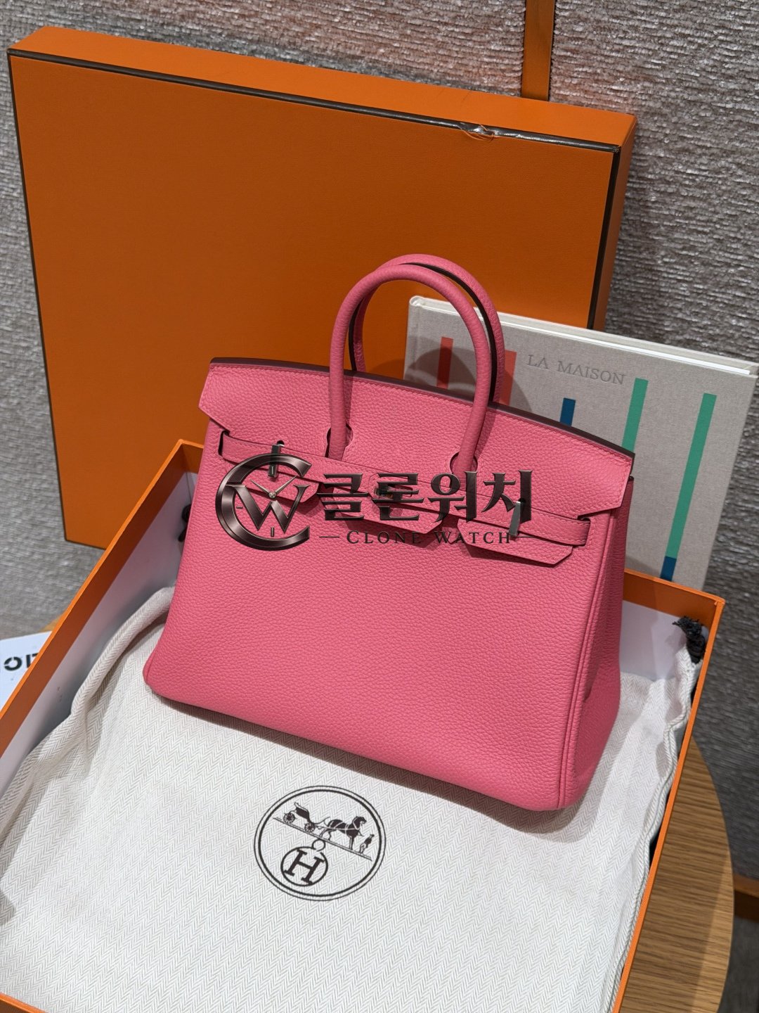 올수공 에르메스 버킨 25 Rose Lipstick 토고 가죽 팔라듐 하드웨어