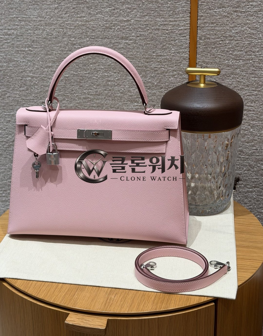 올수공 에르메스 켈리 32 Rose Sakura 앱송 가죽 팔라듐 하드웨어