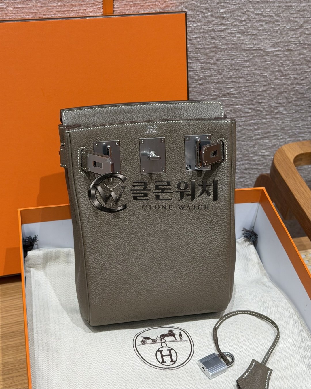 올수공 에르메스 Hac a dos 28 에토프 토고 가죽 팔라듐 하드웨어