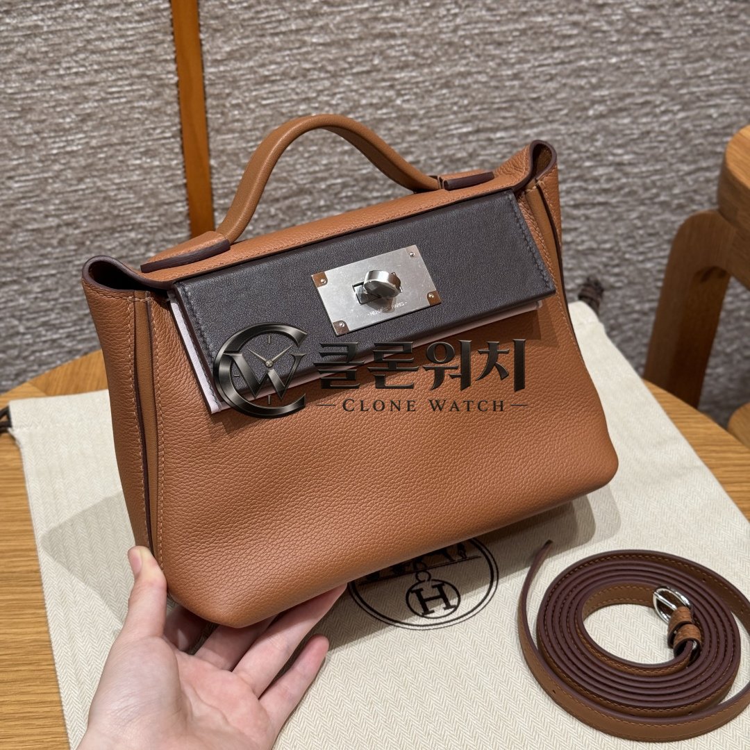 올수공 에르메스 켈리 2424백 미니 gold & Rouge Sellier & Mauve Pale 스위프트 가죽 팔라듐 하드웨어