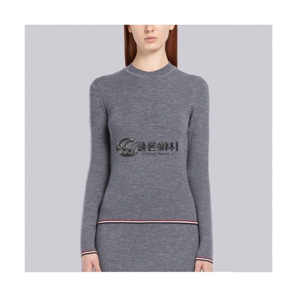 ✨Thom Browne 2019 Womens Crew-neck Sweater - 톰브라운 2019 여성 크루넥 스웨터 Thom0410x.Size(s - l).그레이