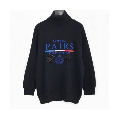 ✨[발렌시아가]Balenciaga 2020 Mm/Wm Logo Turtle-neck Wool Sweaters - 발렌시아가 2020 남자 로고 터틀넥 울 스웨터 Bal0490x.Size(s - 2xl).블랙