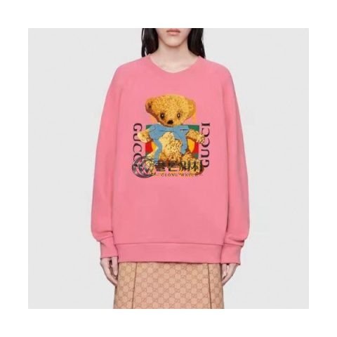 ✨[구찌]Gucci 2020 Mm/Wm Logo Crew-neck Cotton Oversize Tshirts - 구찌 2020 남자 로고 코튼 크루넥 코튼 오버사이즈 긴팔티 Guc02200x.Size(xs - l).핑크