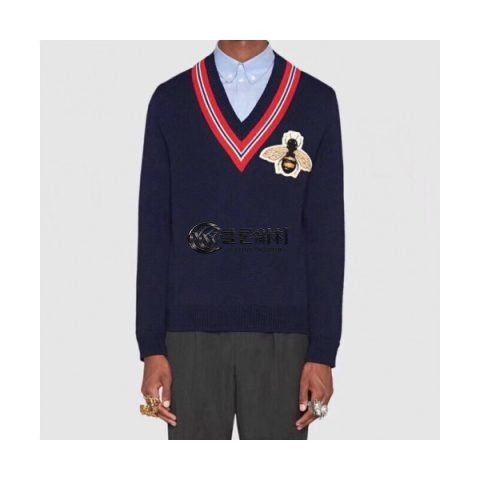 ✨Gucci 2019 Mens Crew-neck Wool Sweater - 구찌 2019 남성 크루넥 울 스웨터 Guc01297x.Size (s - xl).네이비