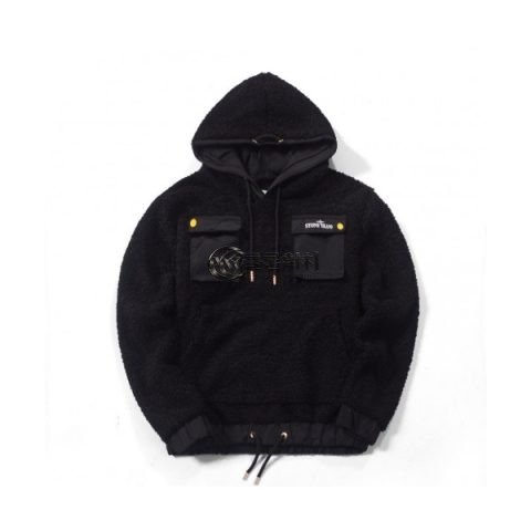 ✨[스톤아일랜드]Stone Island 2020 Mens Logo Flannel HoodT - 스톤아일랜드 2020 남성 로고 플란넬 후디 Sto0113x.Size(s - l).블랙