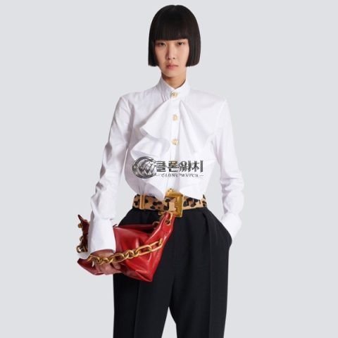 ✨발망 여성 포플린 러플 셔츠