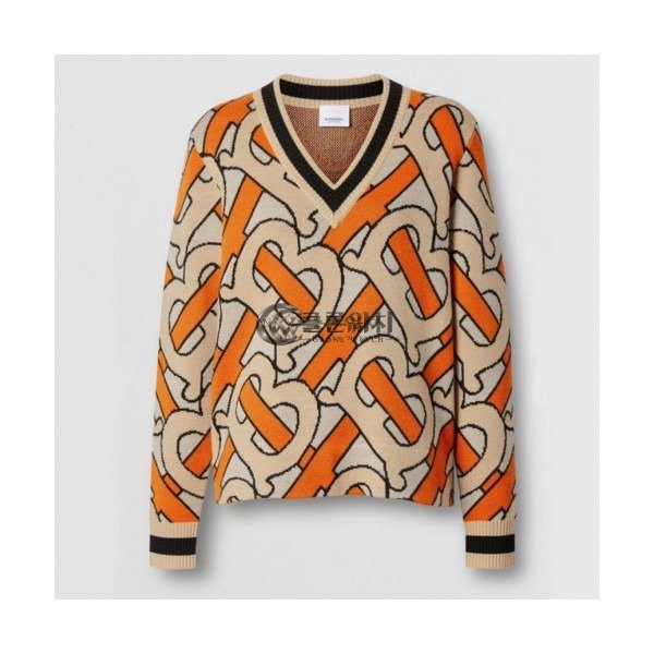 ✨Burberry 2019 Womens Retro Logo Wool Sweater - 버버리 2019 여성 레트로 로고 울 스웨터 Bur0862x.Size(s - l).오렌지