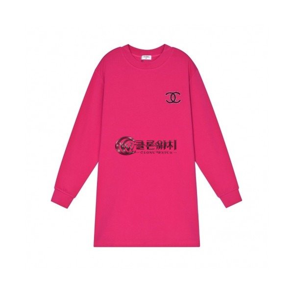 ✨Chanel Womens Crew-neck Logo Cotton Tshirts Pink - 샤넬 2021 여성 크루넥 로고 코튼 긴팔티 Cnl0797x Size(s - l) 핑크