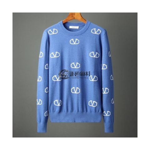 ✨Valentino 2019 Mens Logo Wool sweater - 발렌티노 2019 남성 로고 울 스웨터 Val0234x.Size(m - 2xl).스카이블루