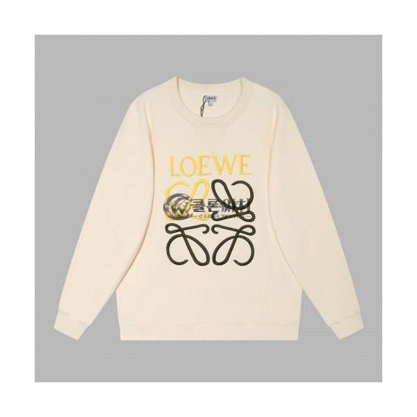 ✨Loewe Mens Logo Crew-neck Cotton Tshirts Ivory - 로에베 2021 남성 로고 크루넥 코튼 긴팔티 Loe0501x Size(s - l) 아이보리