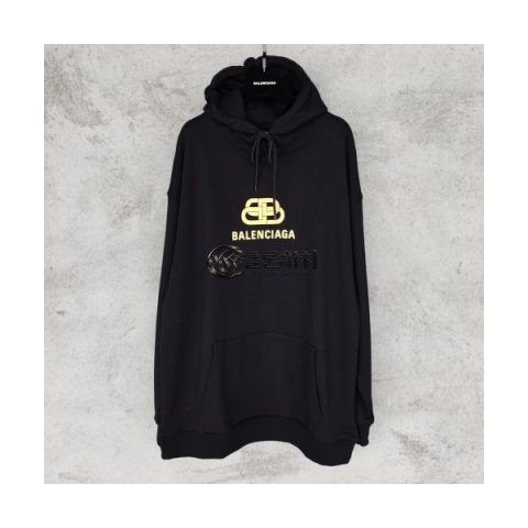 ✨[발렌시아가]Balenciaga 2020 Mm/Wm Logo Cotton Oversize Hoodie - 발렌시아가 2020 남자 로고 코튼 오버사이즈 후디 Bal0696x.Size(xs - l).블랙