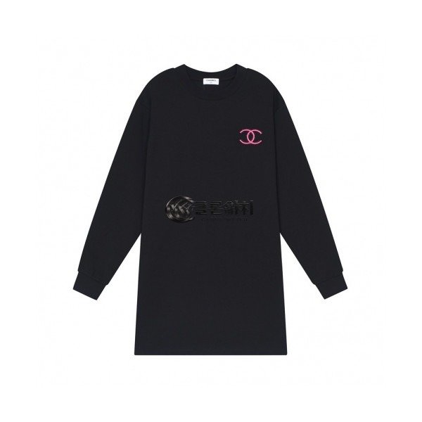 ✨Chanel Womens Crew-neck Logo Cotton Tshirts Black - 샤넬 2021 여성 크루넥 로고 코튼 긴팔티 Cnl0799x Size(s - l) 블랙