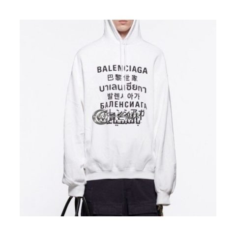 ✨[발렌시아가]Balenciaga 2020 Mm/Wm Logo Cotton Oversize Hoodie - 발렌시아가 2020 남/녀 로고 코튼 오버사이즈 후디 Bal0771x.Size(xs - m).화이트