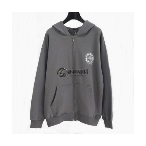 ✨Chrom Hearts 2020 Mens Logo Zip-up Cotton Hoodie - 크롬하츠 2020 남성 로고 집업 코튼 후디 Chr0110x.Size(m - xl).그레이