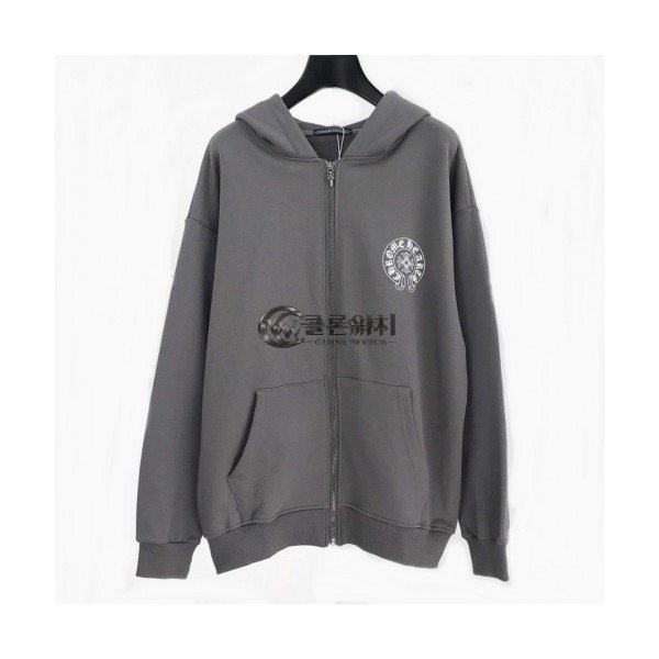 ✨Chrom Hearts 2020 Mens Logo Zip-up Cotton Hoodie - 크롬하츠 2020 남성 로고 집업 코튼 후디 Chr0110x.Size(m - xl).그레이