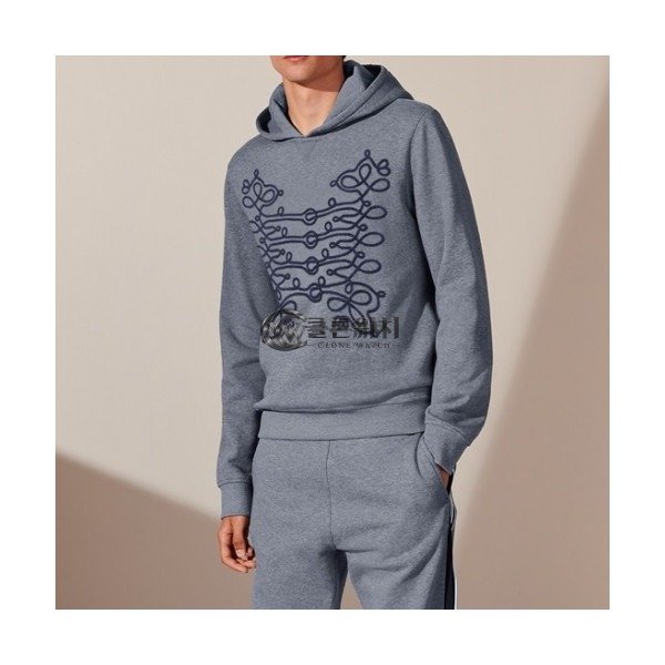 ✨Hermes Mens Logo Casual Cotton Hoodie Gray - 에르메스 2021 남성 로고 캐쥬얼 코튼 후드티 Her0698x Size(m - 3xl) 그레이