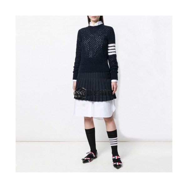 ✨Thom Browne 2019 Womens Strap Crew-neck Sweater - 톰브라운 2019 여성 스트랩 크루넥 스웨터 Thom0223x.Size(s - l).네이비