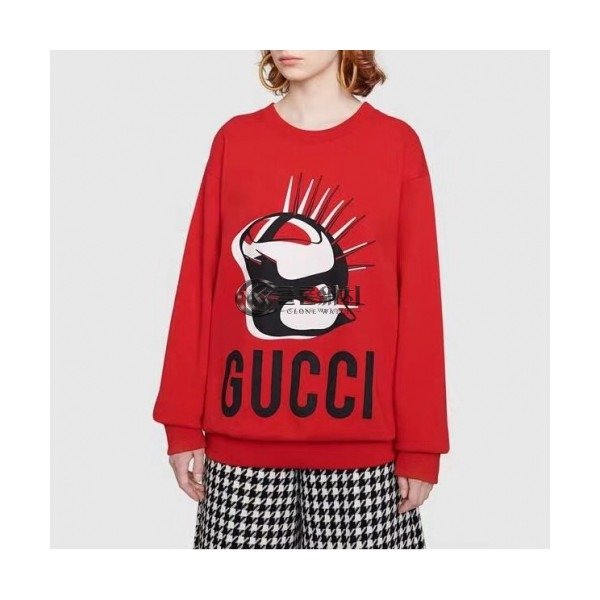 ✨[구찌]Gucci 2020 Mm/Wm Logo Crew-neck Cotton Oversize Tshirts - 구찌 2020 남자 로고 코튼 크루넥 코튼 오버사이즈 긴팔티 Guc02198x.Size(xs - l).레드