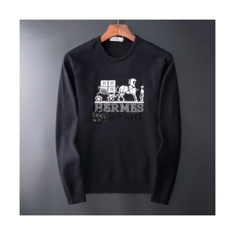 ✨Hermes 2019 Mens Wool Round Sweater - 에르메스 2019 남성 울 라운드 스웨터 Her0319x.Size(m - 3xl).블랙