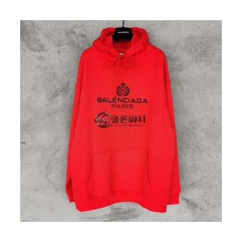 ✨[발렌시아가]Balenciaga 2020 Mm/Wm Logo Cotton Oversize Hoodie - 발렌시아가 2020 남자 로고 코튼 오버사이즈 후디 Bal0695x.Size(xs - m).레드