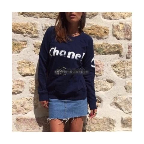 ✨Chanel 2020 Womens Crew-neck Logo Cotton Tshirts - 샤넬 2020 여성 크루넥 로고 코튼 긴팔티 Cnl0625x.Size(s - l).블루