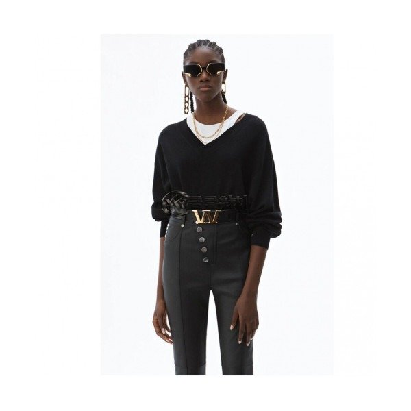 ✨[매장판]Alexsander Wang 2019 Womens V-neck Sweater - 알렉산더왕 2019 여성 브이넥 스웨터 Alw0014x.Size(s - l).블랙