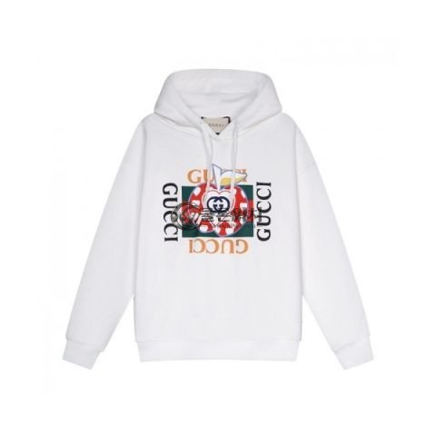 ✨Gucci Mm/wm Logo Casual Oversize Cotton Hoodie White - 구찌 2021 남/녀 로고 캐쥬얼 오버사이즈 코튼 후드티 Guc03968x Size(s - l) 화이트