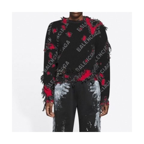 ✨Balenciaga Mm/Wm Logo Crew-neck Sweaters Black - 발렌시아가 2021 남자 로고 크루넥 스웨터 Bal01219x Size(s - l) 블랙