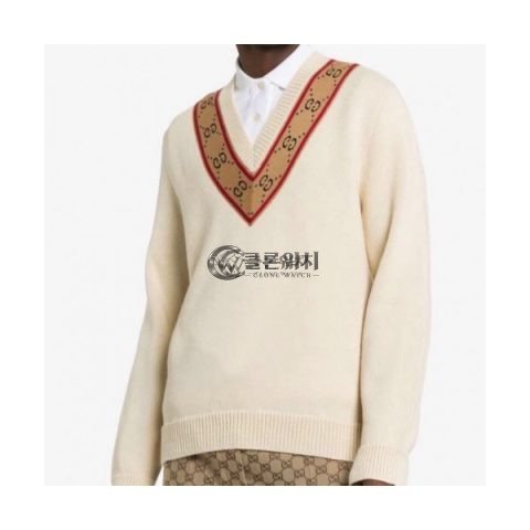✨Gucci 2020 Mm/Wm Casual V-neck Wool Sweaters - 구찌 2020 남자 캐쥬얼 브이넥 울 스웨터 Guc02168x.Size(s - l).아이보리