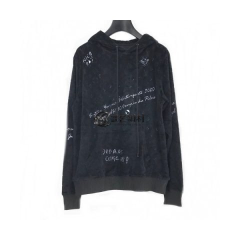 ✨[루이비통]Louis vuitton 2020 Mm/Wm Logo Velvet Hoodie - 루이비통 2020 남자 로고 벨벳 후디 Lou01681x.Size(m - 3xl).블랙