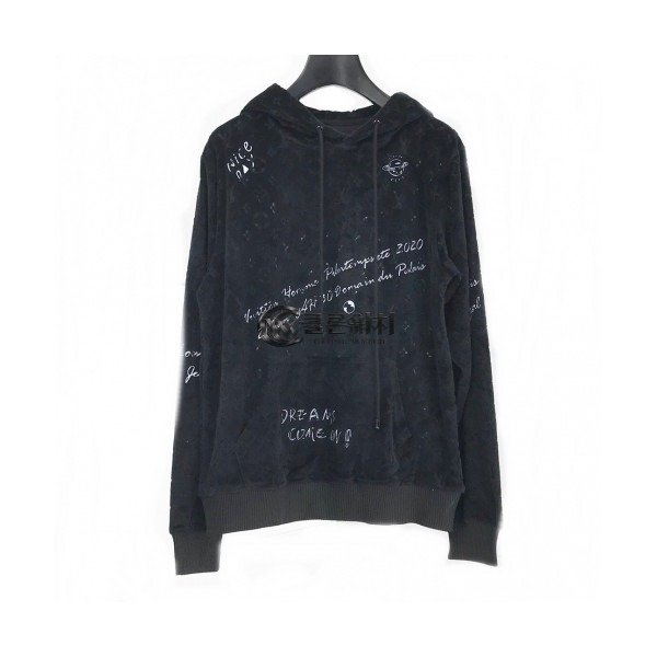 ✨[루이비통]Louis vuitton 2020 Mm/Wm Logo Velvet Hoodie - 루이비통 2020 남자 로고 벨벳 후디 Lou01681x.Size(m - 3xl).블랙