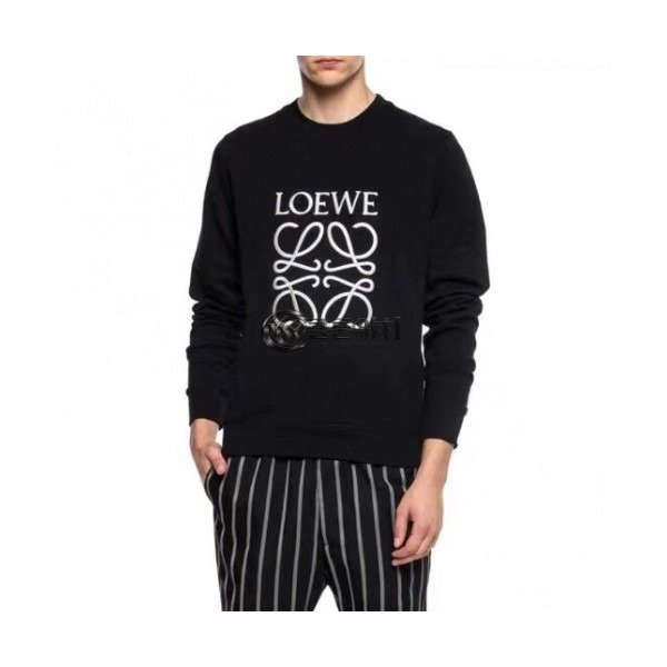 ✨Loewe 2019 Mens Logo Crew-neck Wool Sweater - 로에베 2019 남성 로고 크루넥 울 스웨터 Loe0123x.Size(s - 2xl).블랙