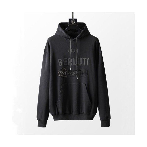 ✨Berluti Mens Casual Cotton Hoodie Black - 벨루티 2021 남성 캐쥬얼 코튼 후디 Ber0057x Size(m - 3xl) 블랙