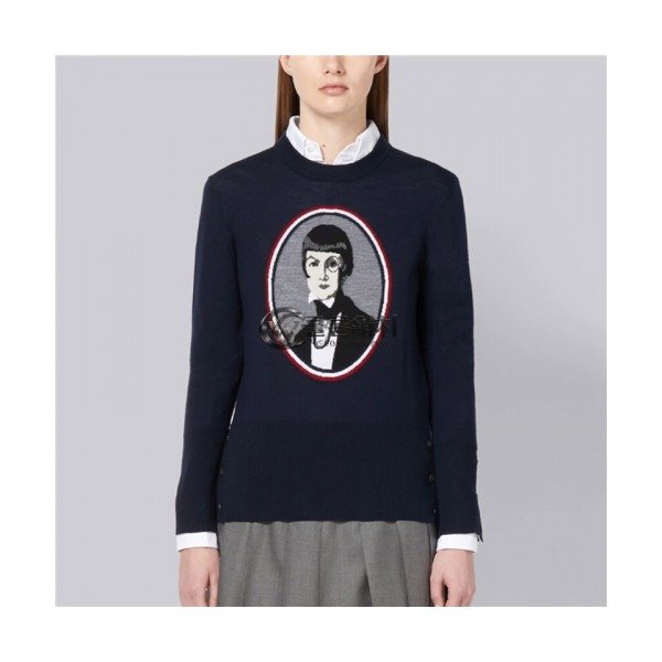 ✨Thom Browne 2019 Womens Strap Crew-neck Sweater - 톰브라운 2019 여성 스트랩 크루넥 스웨터 Thom0294x.Size(s - l).네이비
