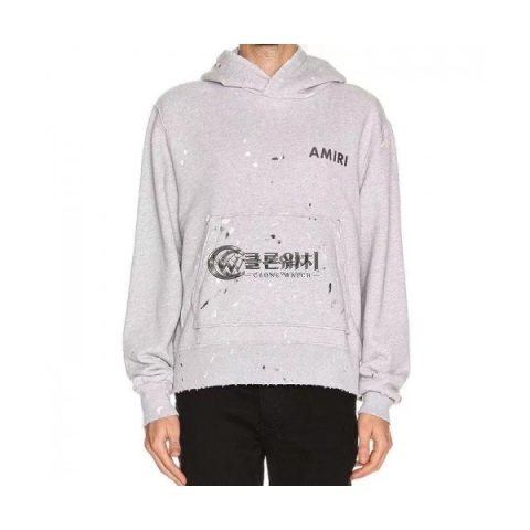 ✨Amiri Mens Casual Cotton Hoodie Gray - 아미리 2021 남성 캐쥬얼 코튼 후드티 Ami0313x Size(s - xl) 그레이