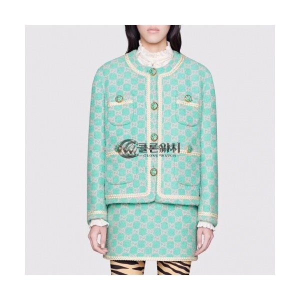 ✨Gucci 2019 Womens Modern Trendy Tweed Jacket - 구찌 2019 여성 모던 트렌디 트위드 자켓 Guc01790x.Size(s - l).스카이블루