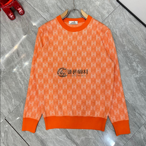✨Hermes Mens Crew-neck Wool Sweater Orange - 에르메스 2025 남성 크루넥 울 스웨터 Her0721x Size(m - 3xl) 오렌지