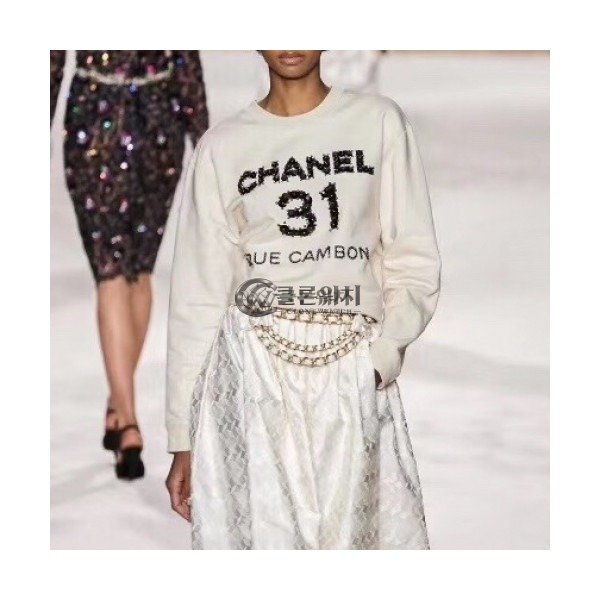 ✨Chanel 2020 Womens Crew-neck Logo Cotton Tshirts - 샤넬 2020 여성 크루넥 로고 코튼 긴팔티 Cnl0608x.Size(s - l).아이보리
