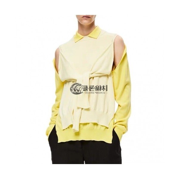 ✨[로에베]Loewe 2020 Womens Logo Polo Wool Sweaters - 로에베 2020 여성 로고 폴로 울 스웨터 Loe0236x.Size(s - l).옐로우