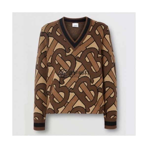 ✨Burberry 2019 Womens Retro Logo Wool Sweater - 버버리 2019 여성 레트로 로고 울 스웨터 Bur0863x.Size(s - l).브라운