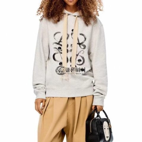 ✨Loewe Womens Logo Casual Cotton Oversize Hoodie Gray - 로에베 여성 로고 캐쥬얼 코튼 오버사이즈 후디 Loe0545x Size(s - l) 그레이