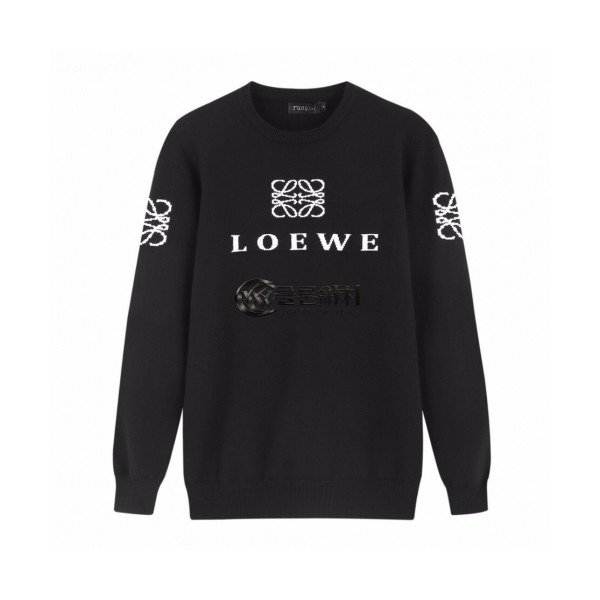 ✨Loewe 2019 Mens Logo Crew-neck Wool Sweater - 로에베 2019 남성 로고 크루넥 울 스웨터 Loe0098x.Size(l - 3xl).블랙
