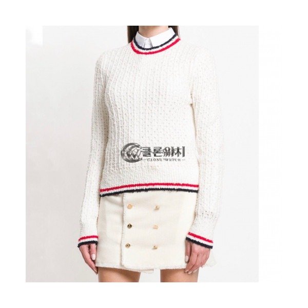 ✨Thom Browne 2019 Womens Strap Crew-neck Sweater - 톰브라운 2019 여성 스트랩 크루넥 스웨터 Thom0213x.Size(m - xl).화이트