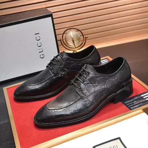✨Gucci Mens Leather Oxford Shoes - 구찌 남성용 레더 옥스퍼드 슈즈 GUCS0664.Size(240 - 270).블랙