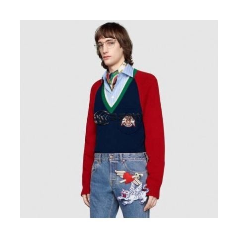 ✨[매장판]Gucci 2019 Mm/Wm Casual Wool V-neck Sweater - 구찌 2019 남자 캐쥬얼 브이넥 울 스웨터 Guc01709x.Size(s - l).레드
