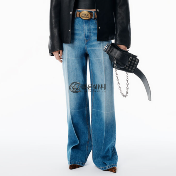 ✨Alexsander Wang Womens Logo Denim Pants - 알렉산더왕 여성 로고 엘라스틱 브리프 팬츠 Alw0050x.Size(s - l).블루
