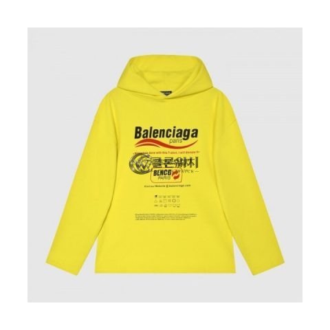 ✨Balenciaga Mm/Wm Logo Cotton Hoodie Yellow - 발렌시아가 2021 남/녀 로고 코튼 후디 Bal01200x Size(xs - l) 옐로우