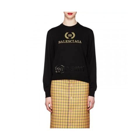 ✨Balenciaga 2019 Womens Crew - neck Logo Wool Sweater - 발렌시아가 2019 여자 크루넥 로고 울 스웨터 Bal0319x.Size(m - 2xl).블랙