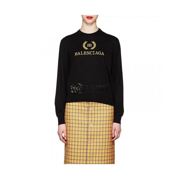 ✨Balenciaga 2019 Womens Crew - neck Logo Wool Sweater - 발렌시아가 2019 여자 크루넥 로고 울 스웨터 Bal0319x.Size(m - 2xl).블랙
